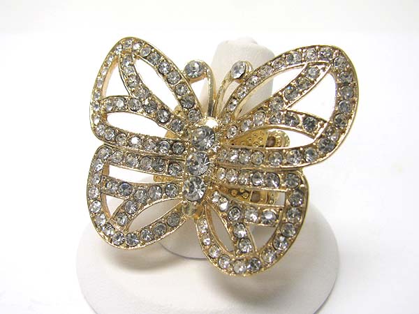 Crystal stud buttefly stretch ring