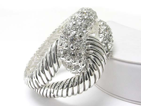 Crystal stud braided knot metal cable bangle