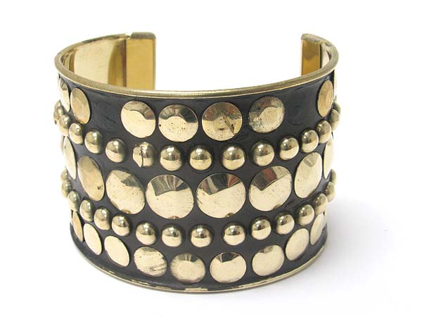 Metal stud wide cuff bangle