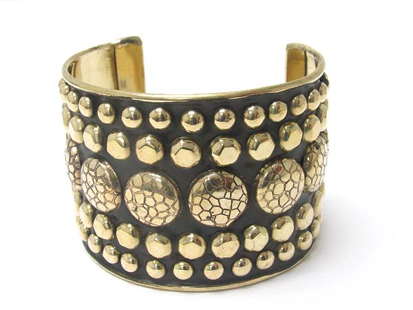 Architectural metal stud wide cuff bangle