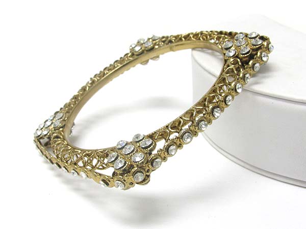 Crystal deco square metal bangle