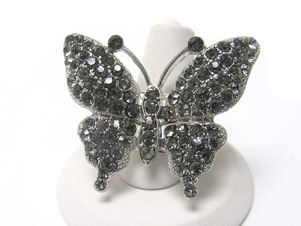 Crystal stud butterfly stretch ring