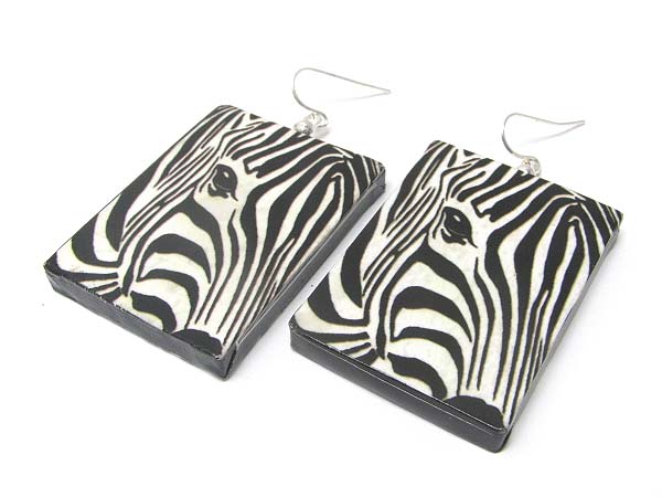 Paper art work wood earring - zebra