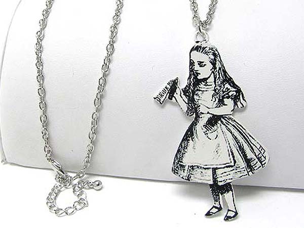 Large girl pendant long necklace