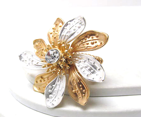 Metal crystal fashion flowers stretch ring