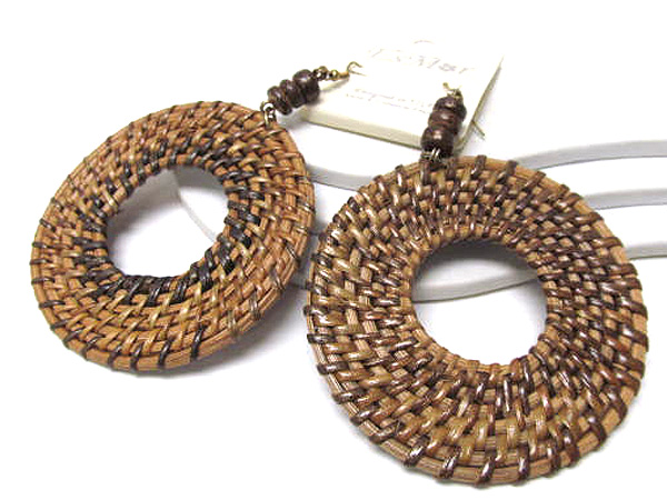 Round woven fabric fashion drop earring