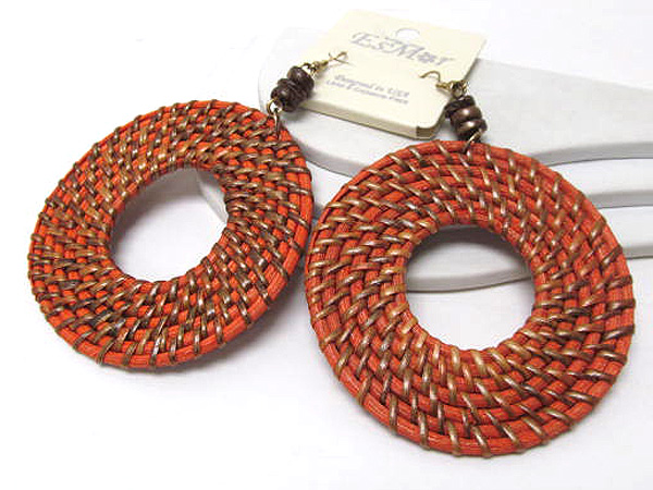 Round woven fabric fashion drop earring