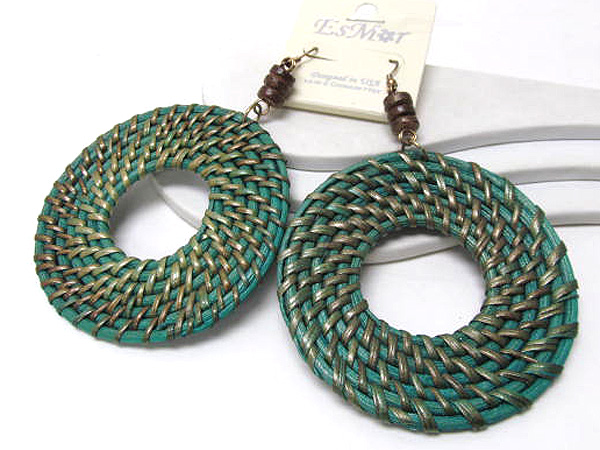 Round woven fabric fashion drop earring