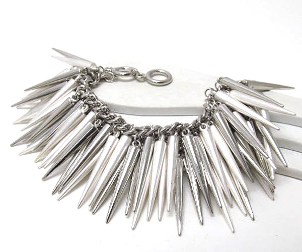 Multi metal and acryl spike chain bracelet