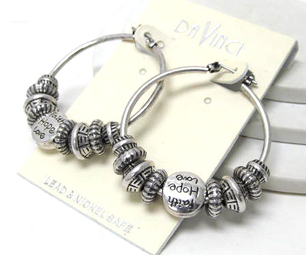 Pandora style hope love faith charm dangle earring