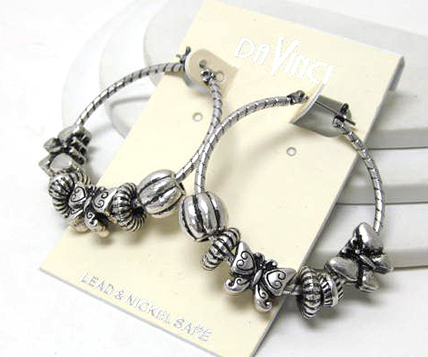 Pandora style butterfly charm dangle earring