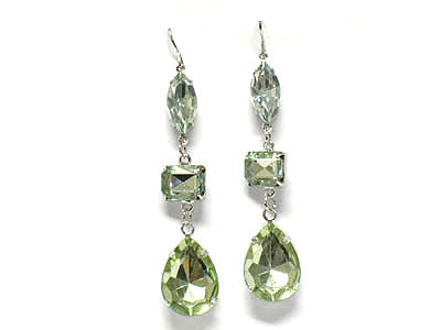 Crystal and epoxy stone linear drop earring