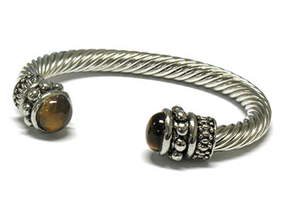 Braided cable cuff bangle - genuine stone edge