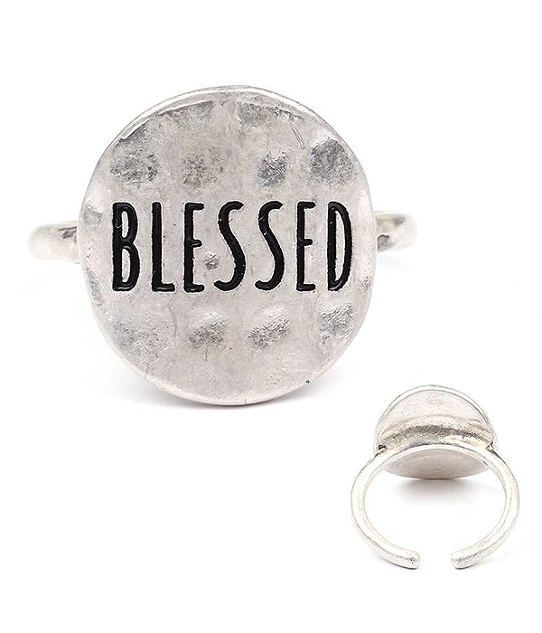 Handmade metal disk ring - blessed