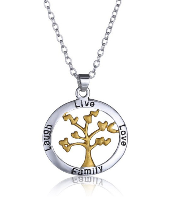 Tree of life pendant necklace - live love laugh family