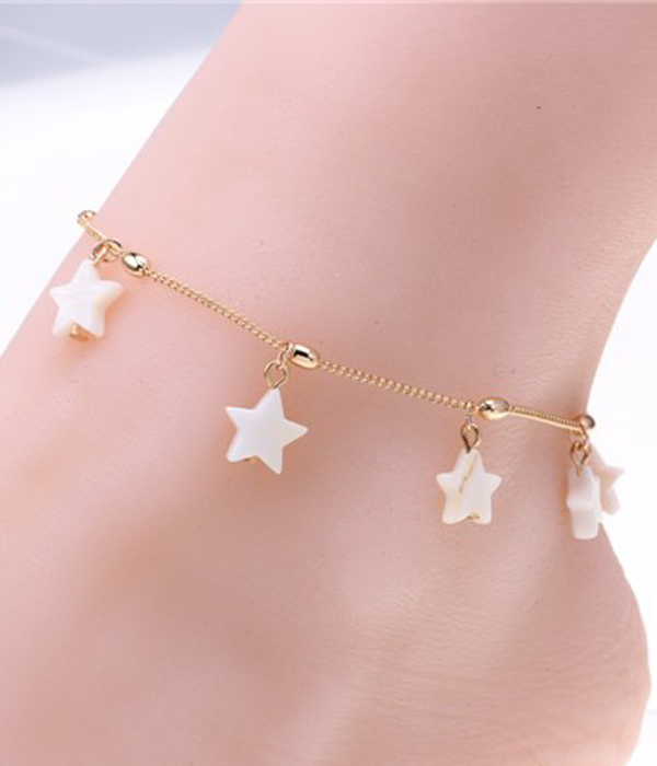 Shell stars dangle anklet