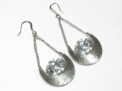 Crystal bubble metal arc drop earring