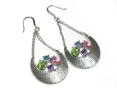 Crystal bubble metal arc drop earring