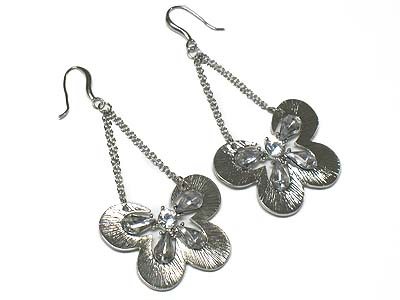 Crystal bubble metal butterfly drop earring