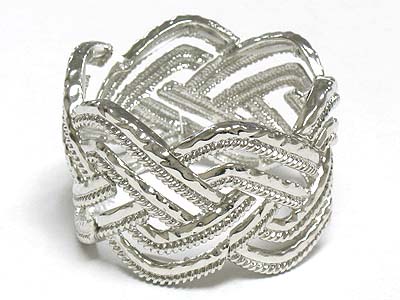 Woven shape wide metal bangle