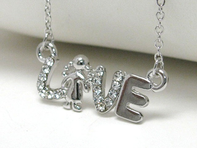 Made in korea whitegold plating crystal stud girl and love link neckalce