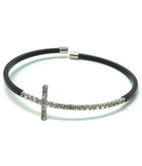 Crystal cross and flexible band bracelet