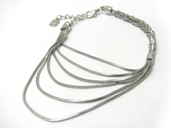 Braided and hanging drop metal chain bracelet