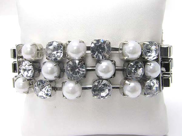 Crystal and pearl deco stretch bracelet