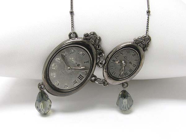 Made in korea whitegold plating antique watches link necklace - immitation watch