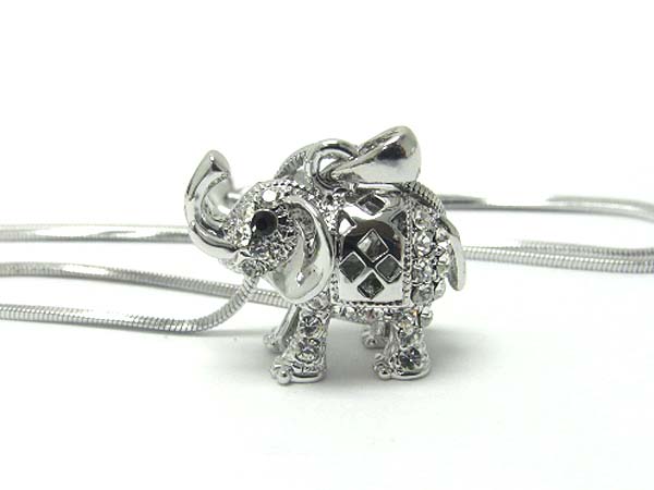 Made in korea whitegold plating crystal elephant pendant necklace