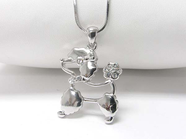 Made in korea whitegold plating crystal stud dog pendant necklace