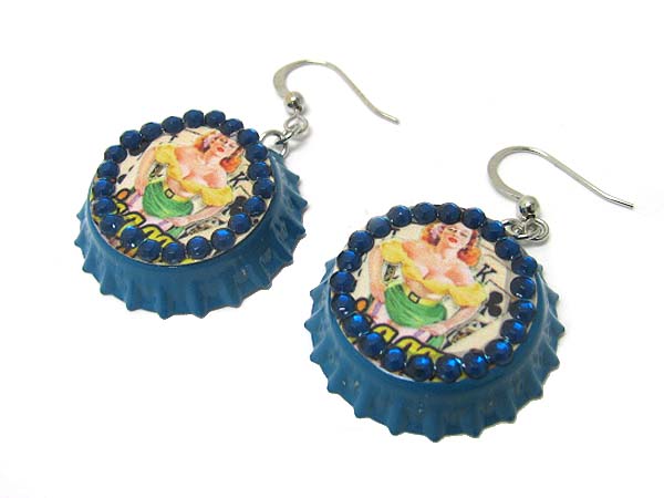 Bottle cap art earring