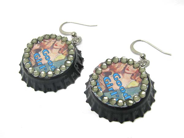 Bottle cap art earring