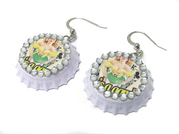 Bottle cap art earring