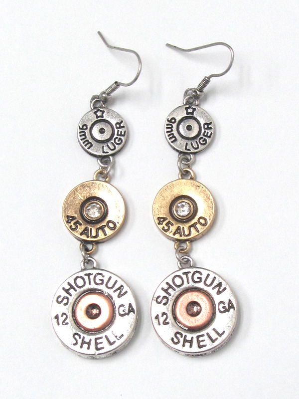 Triple bullet drop earrings