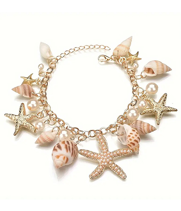 Sealife theme multi charm dangle bracelet