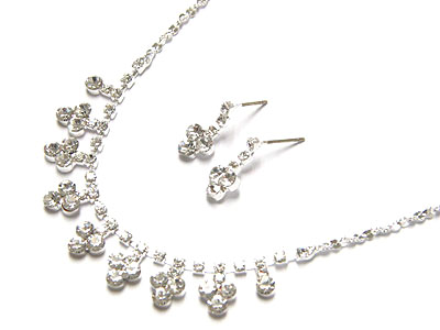 Rhinestone bridal necklace and earring set