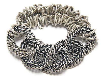 Multi burnish chain link bracelet