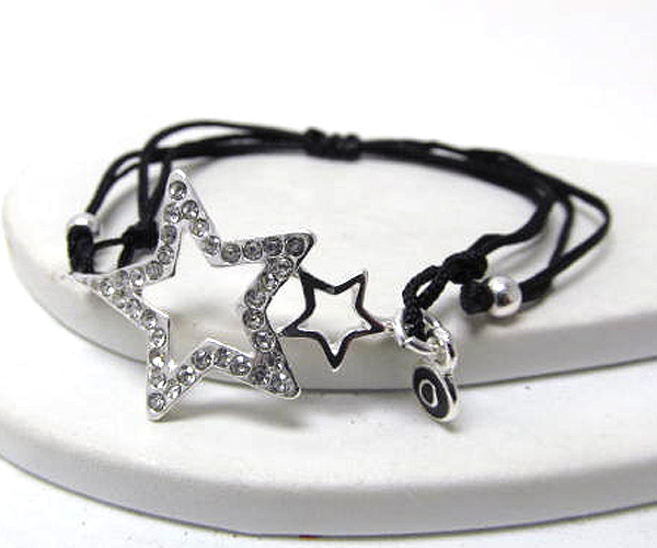 Crystal deco star and braided cord bracelet