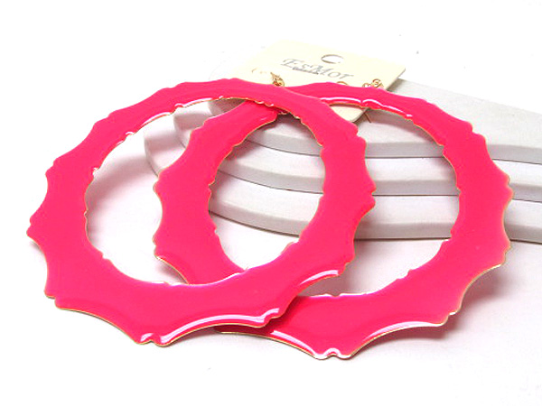 Metal acrylic coated basketball wives inspired large bamboo shape hoop earring - hoops