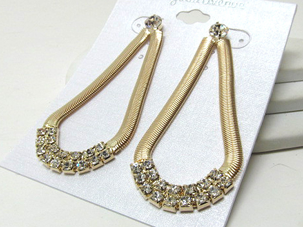 Metal oval snake chain drop rhinestone drop earring