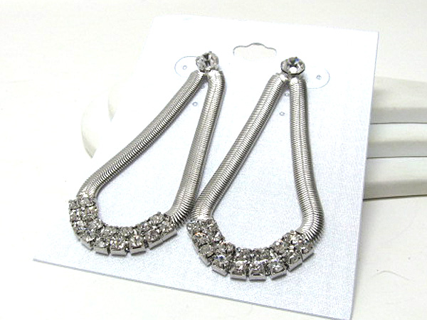 Metal oval snake chain drop rhinestone drop earring