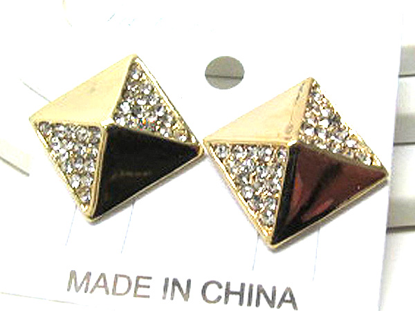 Crystal metal square  patern spike earring 