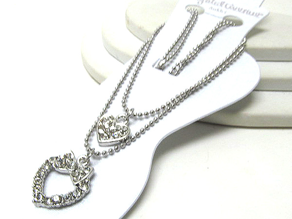 Two crystal ribbon heart deco anklet