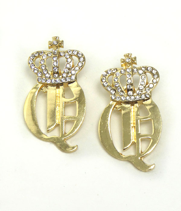 Crystal crown queen post earring