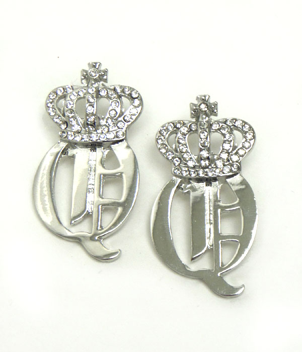 Crystal crown queen post earring