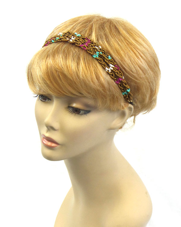 Seed beads stretch headband