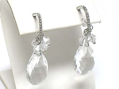 Crystal beads and facet tear drop earring