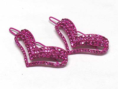 Crystal stud heart shape hair pin - 2 pc set