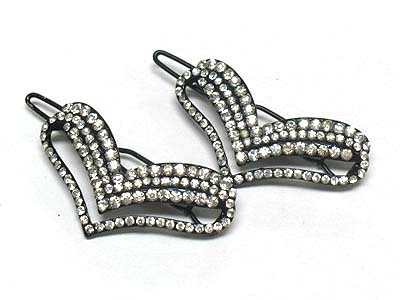 Crystal stud heart shape hair pin - 2 pc set